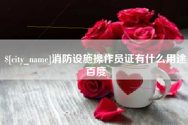 潍坊消防设施操作员证有什么用途百度