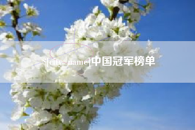 潍坊中国冠军榜单